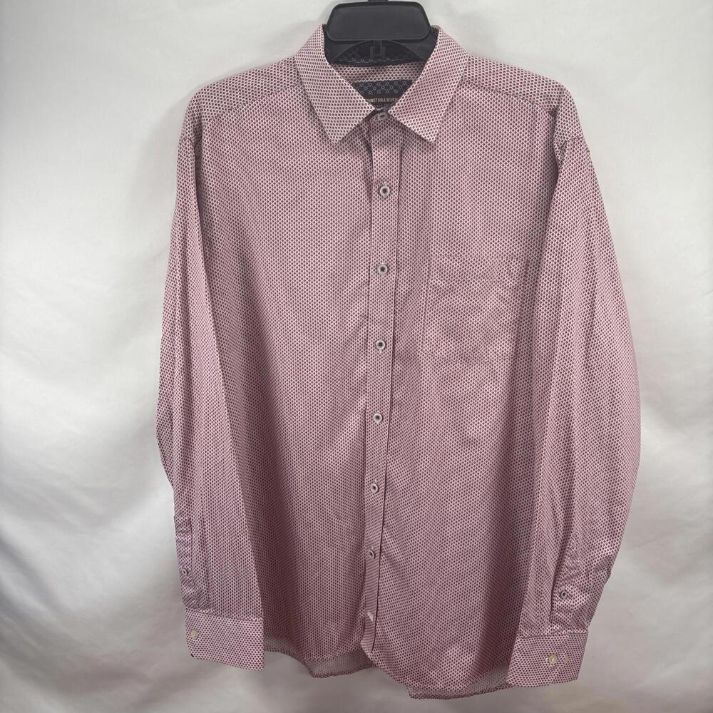 Johnston & Murphy Red Geometric Dress Shirt, Men's XL